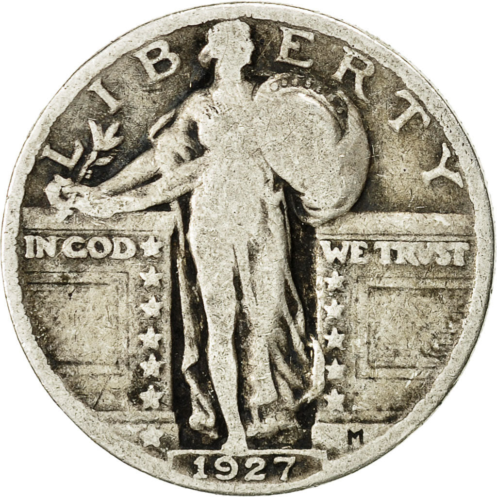 États-Unis, Standing Liberty Quarter, 1927, Philadelphie, TB+, KM 145