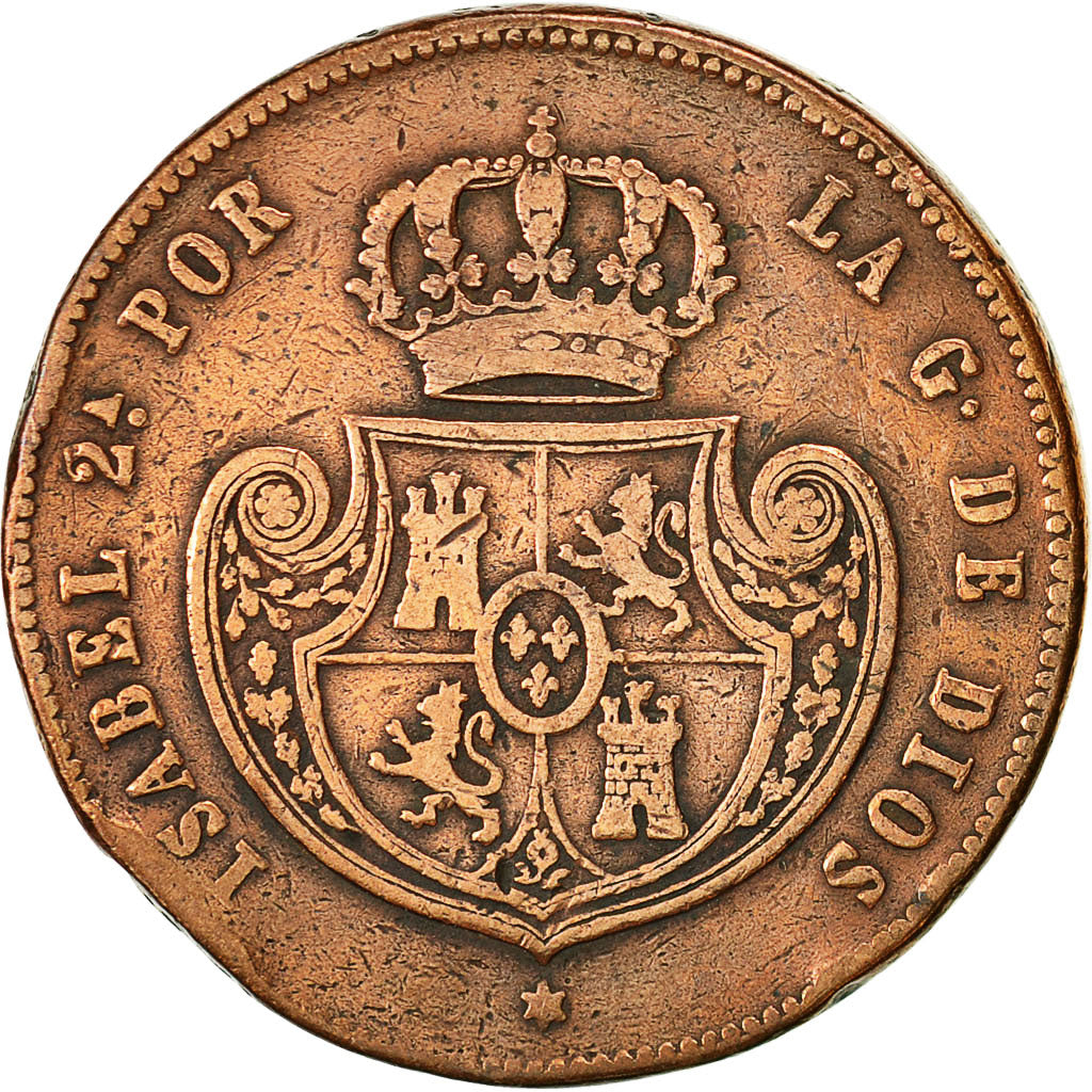 Moneta, Spagna, Isabel II, 1/2 Réal, 1850, Segovia, MB, Rame, KM:591.3