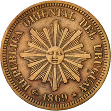 Moneda, Uruguay, 2 Centesimos, 1869, Uruguay Mint, Paris, Berlin, Vienna, EBC