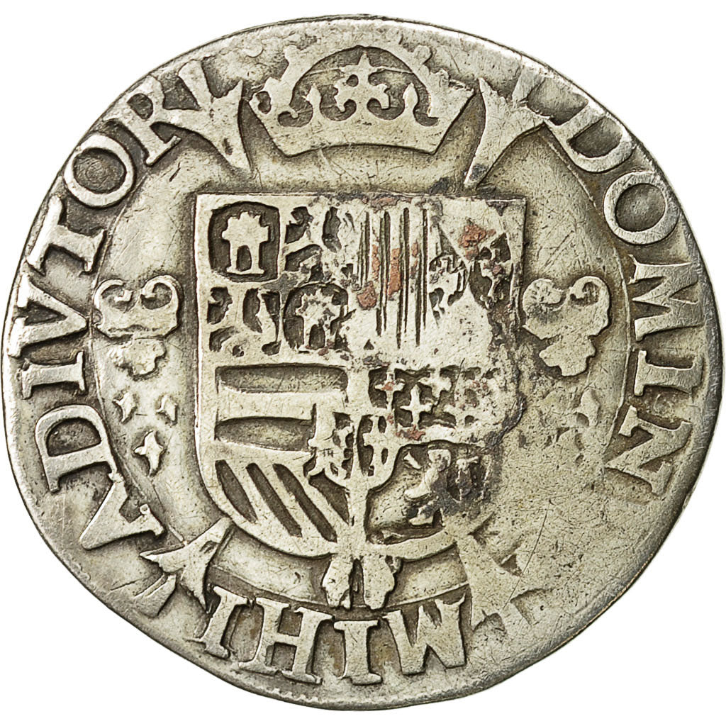 Coin, Spanish Netherlands, Philip II, 1/5 Ecu, 1565, Antwerp, EF(40-45), Silver