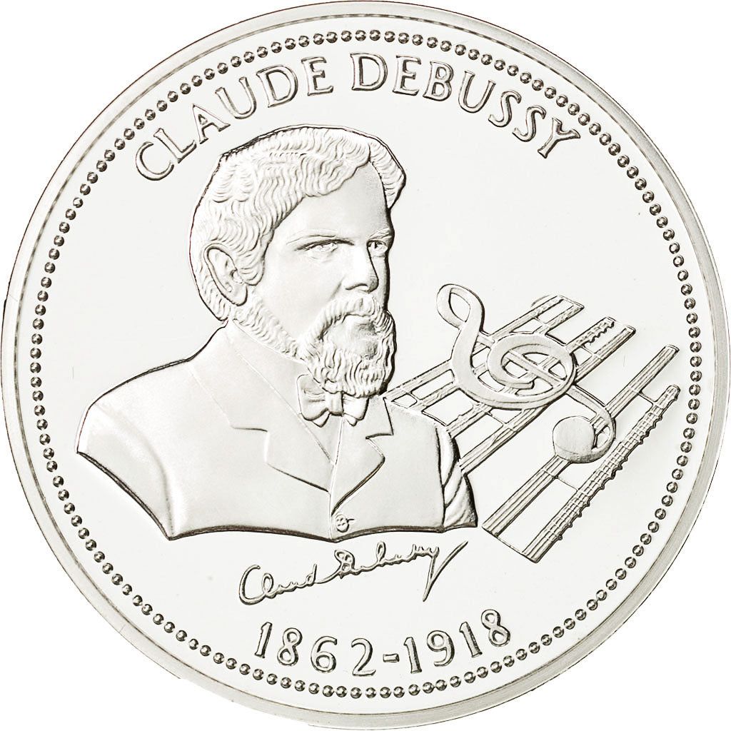 France, Medal, Nos Grands Hommes, Claude Debussy, History, MS(65-70), Silver