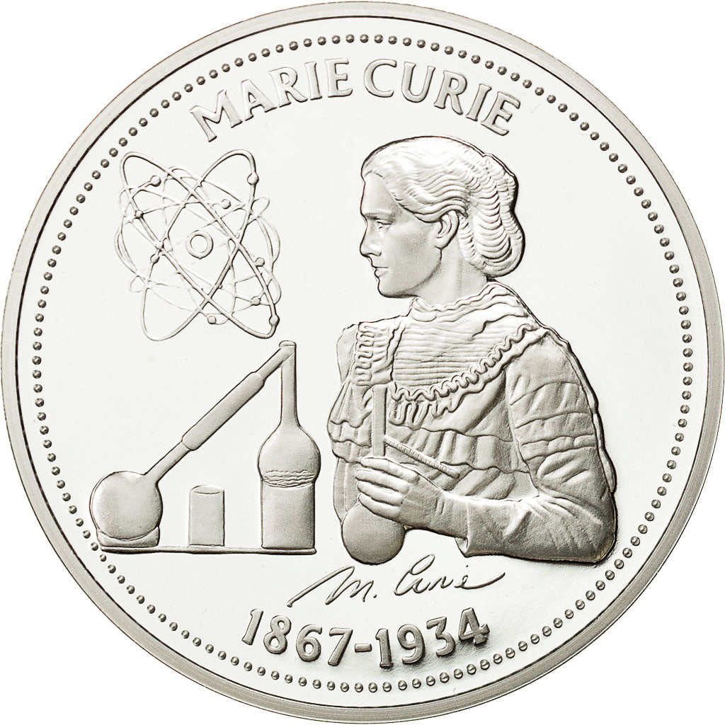 France, Medal, Nos Grands Hommes, Marie Curie, History, MS(65-70), Silver