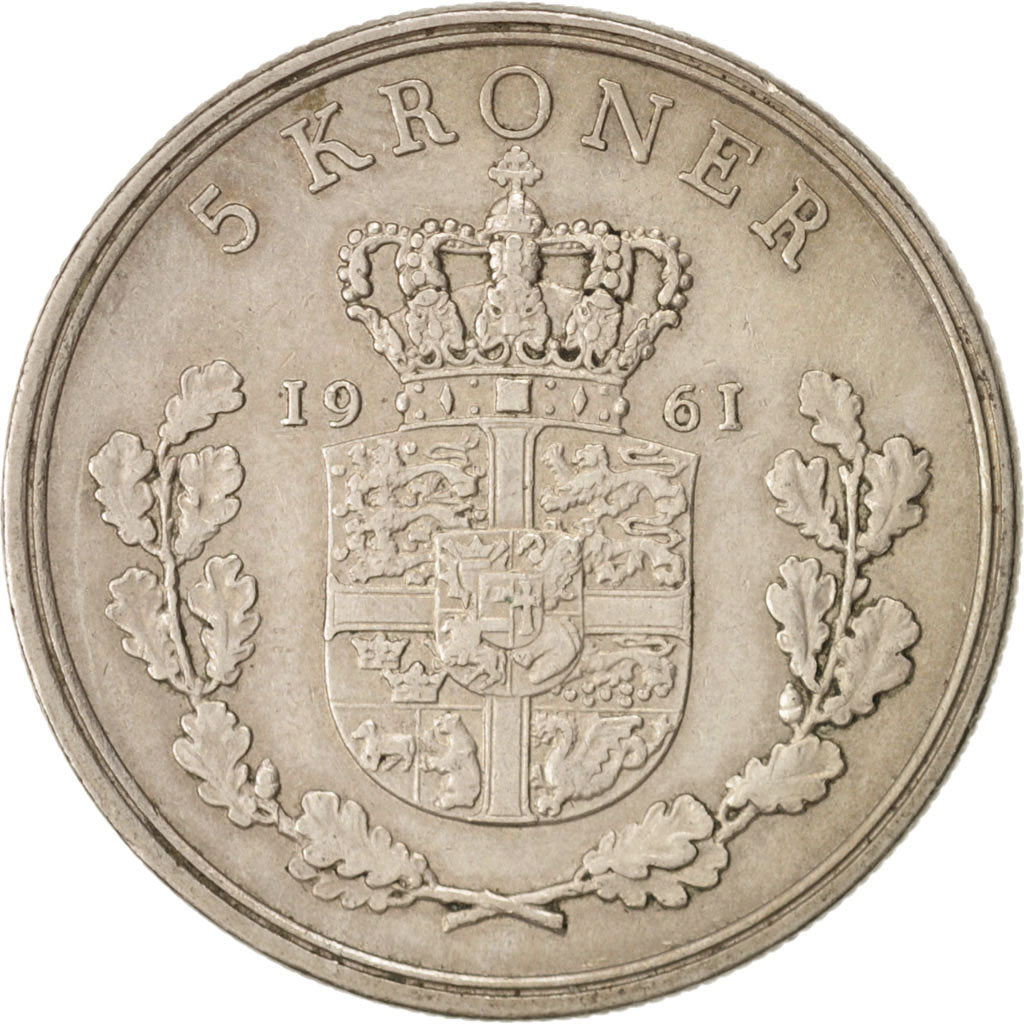 Monnaie, Danemark, Frederik IX, 5 Kroner, 1961, Copenhagen, TTB, Copper-nickel