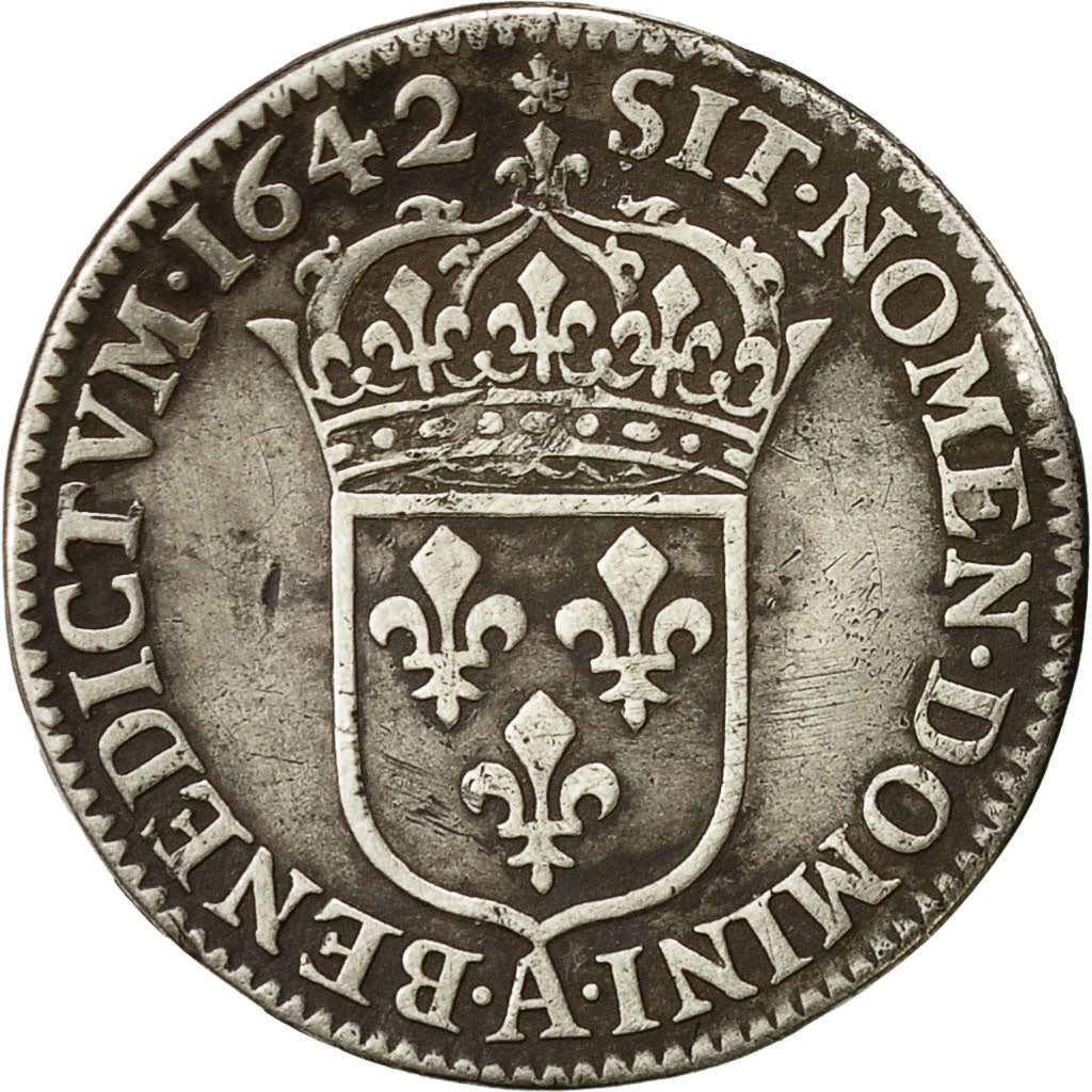 Monnaie, France, Louis XIII, 1/12 Écu, 2e poinçon de Warin, buste drapé et