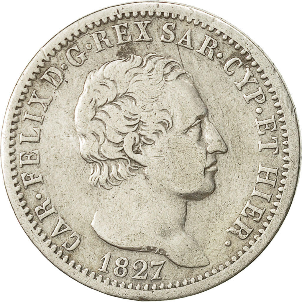 Coin, ITALIAN STATES, SARDINIA, Carlo Felice, Lira, 1827, Torino, EF(40-45)