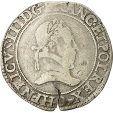 Moneta, Francja, Henri III, Franc au Col Plat, 1579, Riom, VF(30-35), Srebro