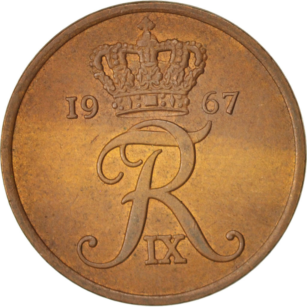 Monnaie, Danemark, Frederik IX, 5 Öre, 1967, Copenhagen, SUP, Bronze, KM:848.1