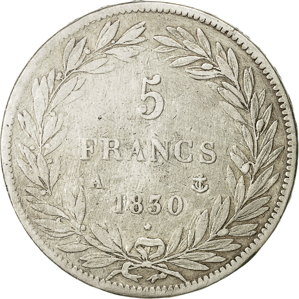 Münze, Frankreich, Louis-Philippe, 5 Francs, 1830, Paris, S+, Silber, KM:736.1