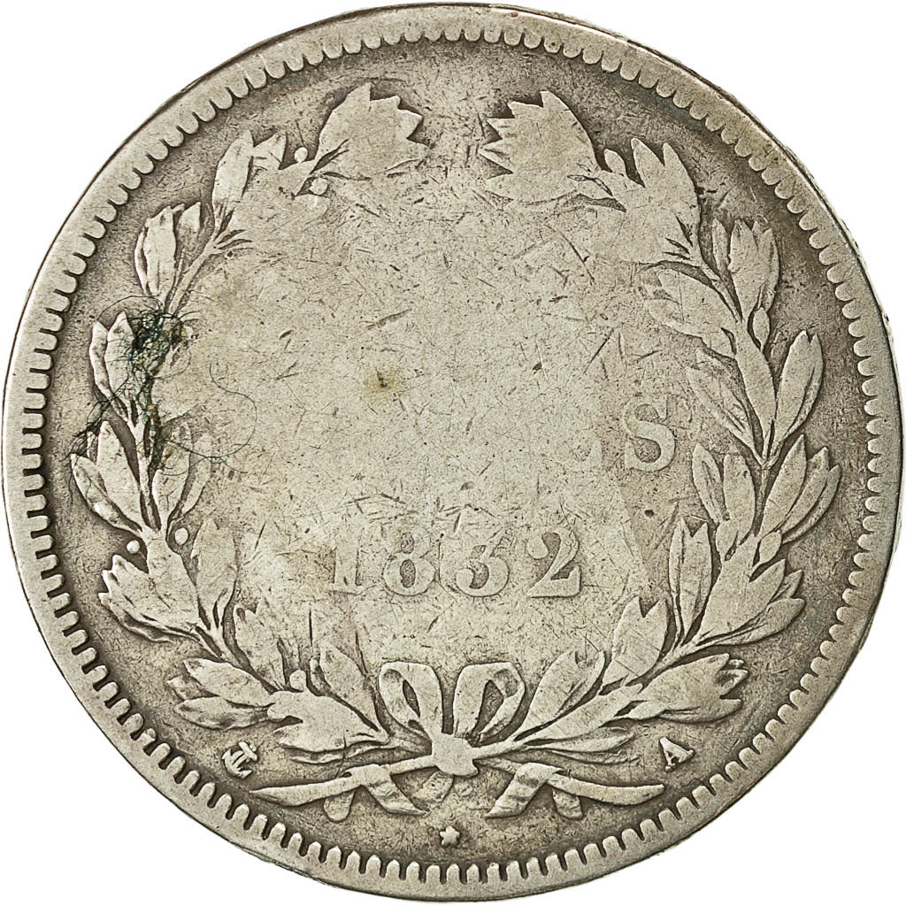 Münze, Frankreich, Louis-Philippe, 5 Francs, 1832, Paris, S, Silber, KM:749.1