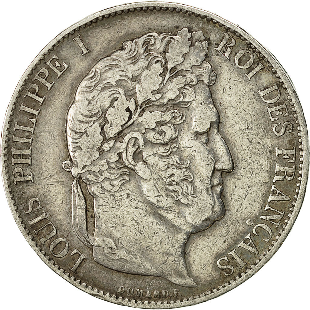 Moneda, Francia, Louis-Philippe, 5 Francs, 1847, Strasbourg, MBC, Plata