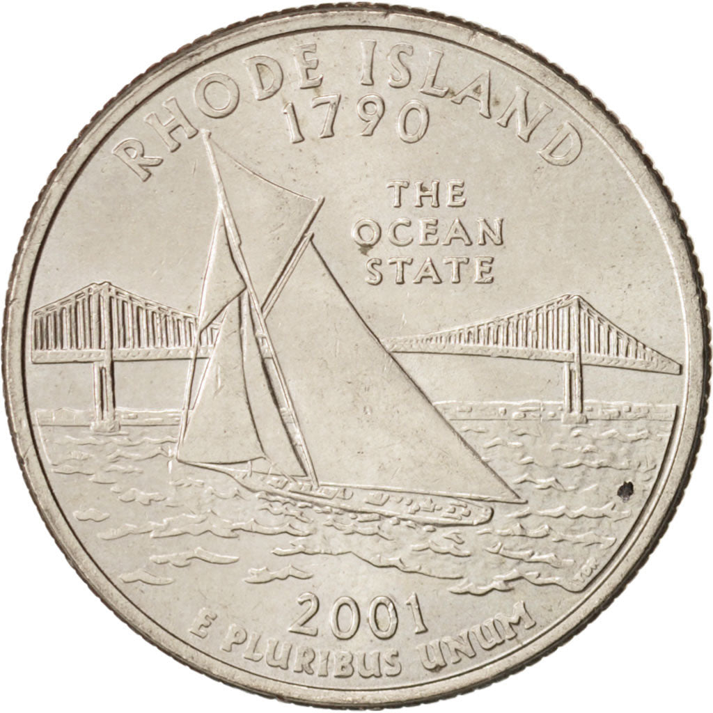 United States, State Quarter, 2001, Denver, Rhode Island, KM:320