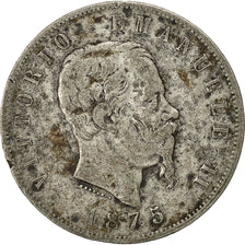 Coin, Italy, Vittorio Emanuele II, 5 Lire, 1875, Milan, VF(30-35), Silver