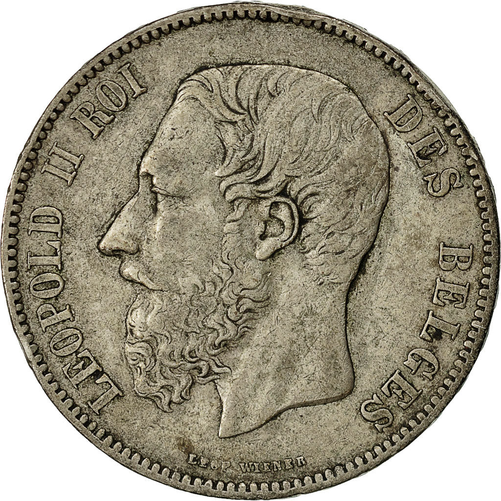 Coin, Belgium, Leopold II, 5 Francs, 5 Frank, 1871, EF(40-45), Silver, KM:24