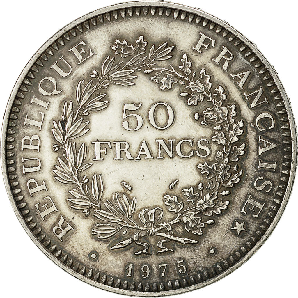 Coin, France, Hercule, 50 Francs, 1975, Paris, MS(63), Silver, KM:941.1