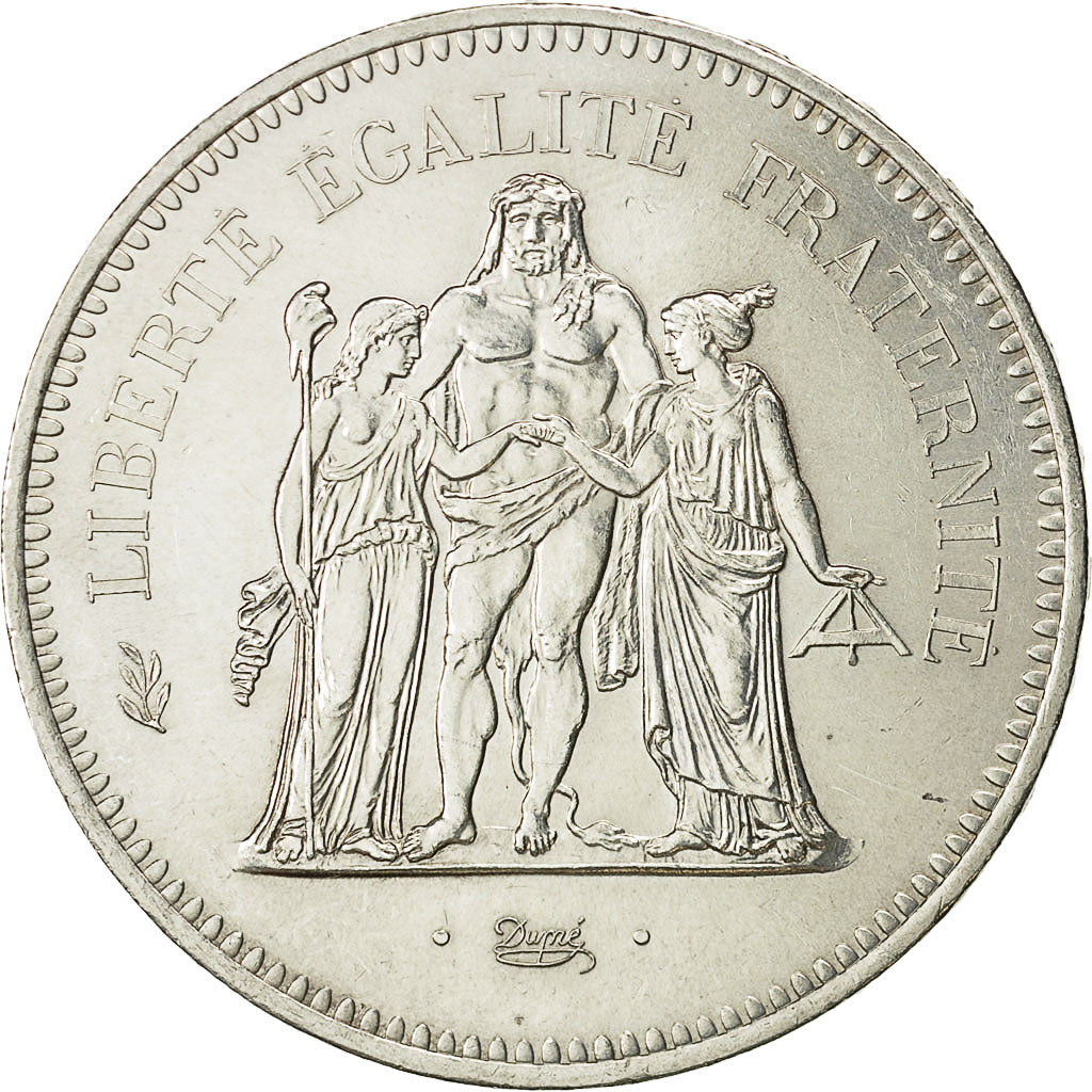 Coin, France, Hercule, 50 Francs, 1977, Paris, MS(60-62), Silver, KM 941.1