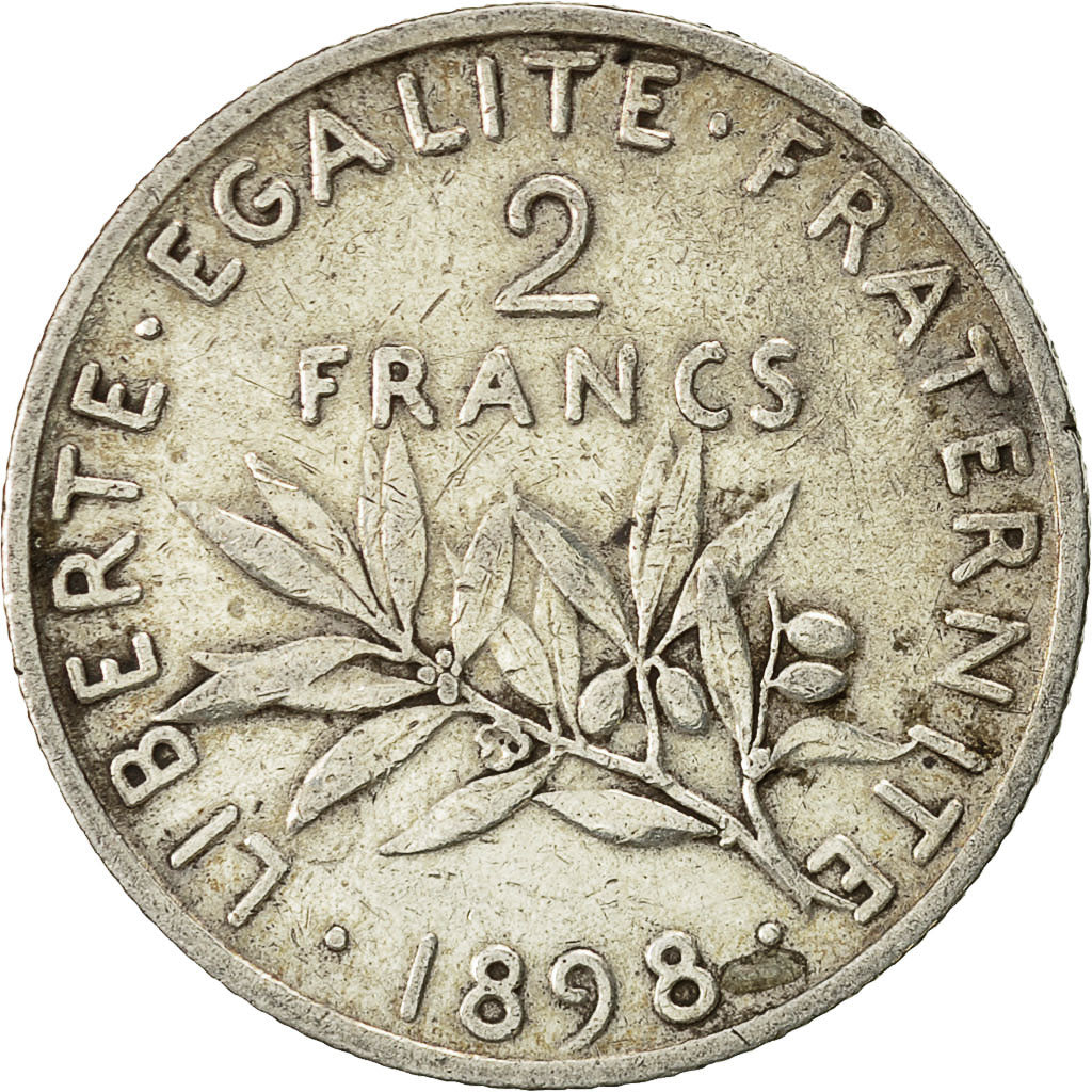 Coin, France, Semeuse, 2 Francs, 1898, Paris, AU(50-53), Silver, KM:845.1