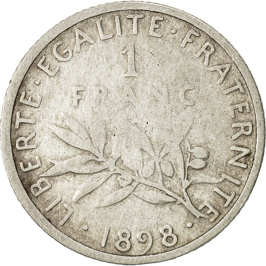 Munten, Frankrijk, Semeuse, Franc, 1898, Paris, ZG+, Zilver, KM:844.1
