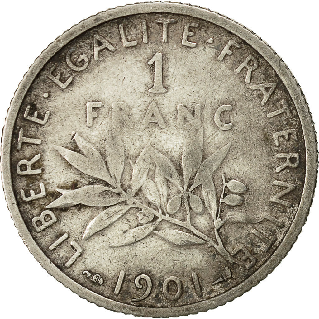 Coin, France, Semeuse, Franc, 1901, Paris, VF(30-35), Silver, KM:844.1
