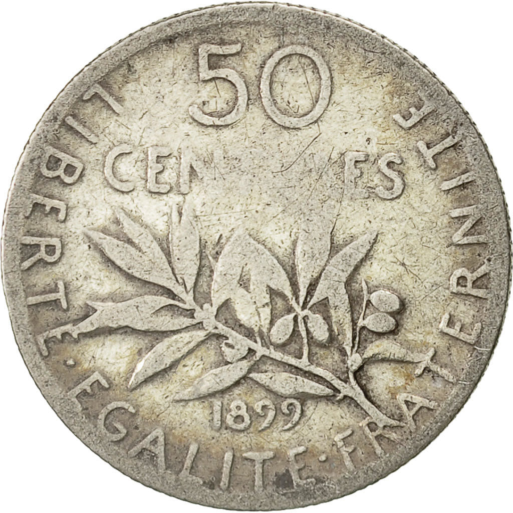 Monnaie, France, Semeuse, 50 Centimes, 1899, Paris, TB, Argent, KM:854