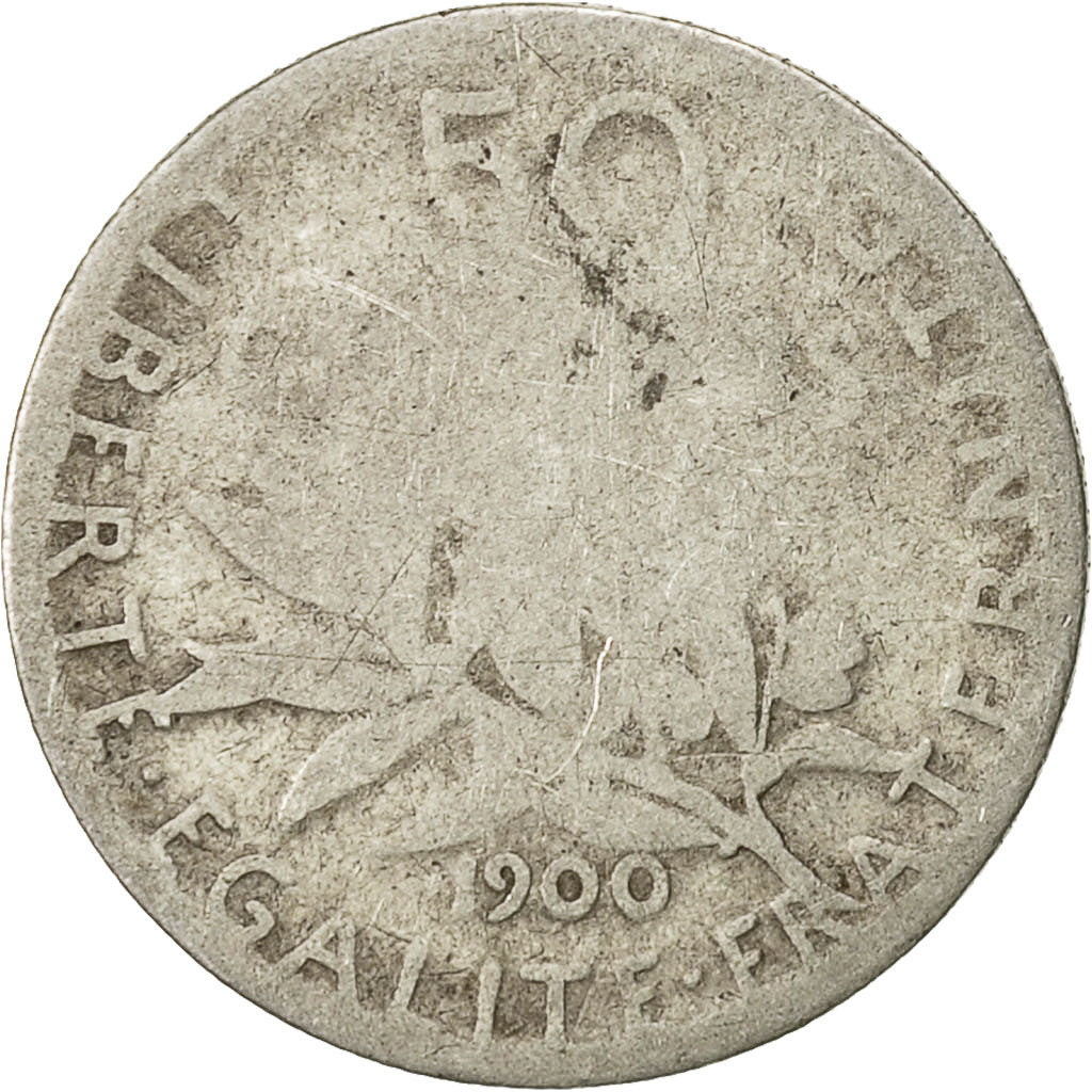 Coin, France, Semeuse, 50 Centimes, 1900, Paris, F(12-15), Silver, KM:854