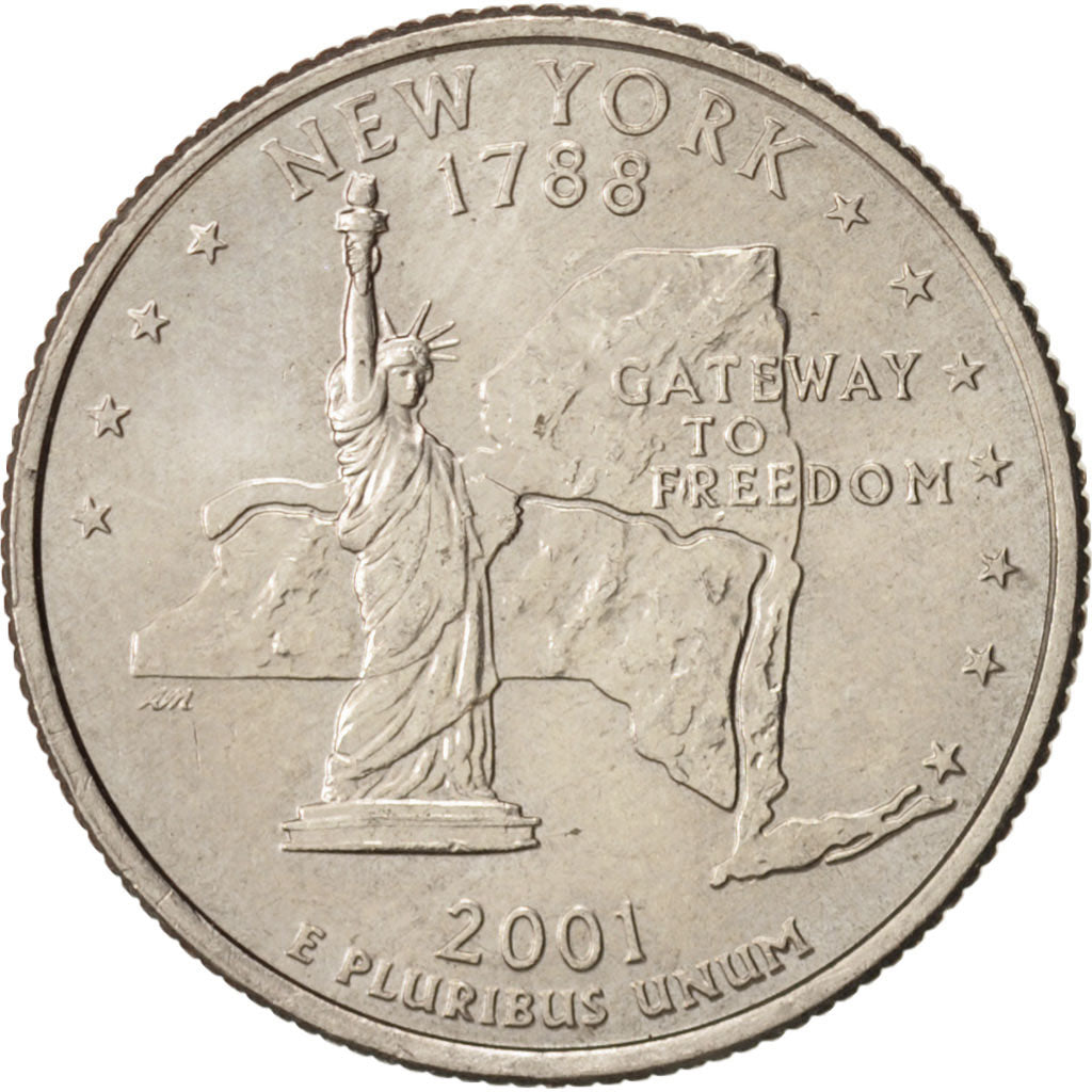 United States, State Quarter, 2001, D, New York, KM:318