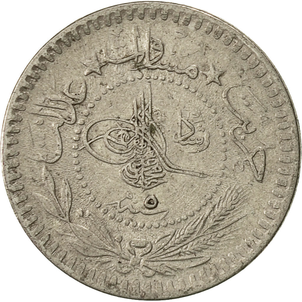 Coin, Turkey, Muhammad V, 5 Para, 1913, Qustantiniyah, AU(50-53), Nickel, KM 759