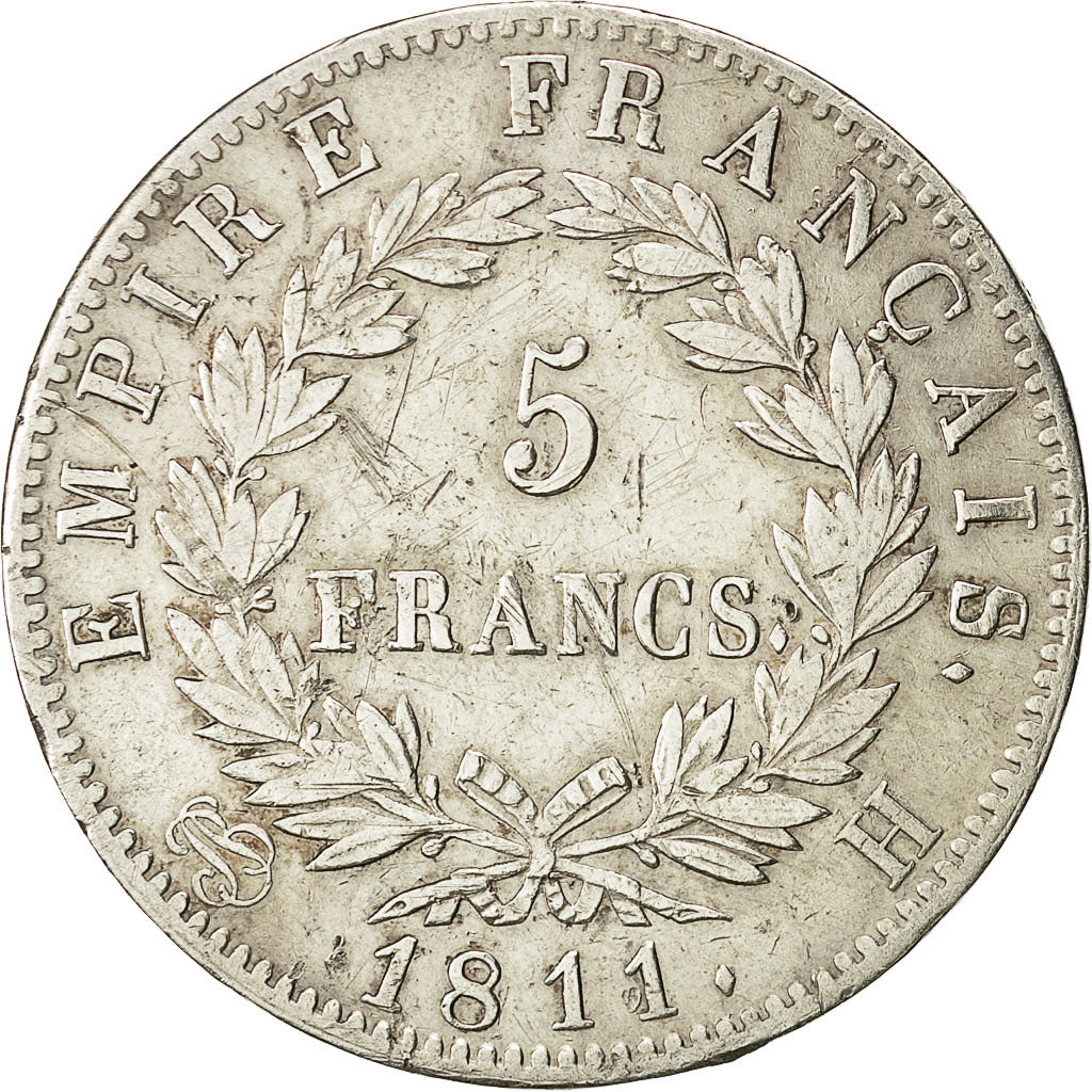 Coin, France, Napoléon I, 5 Francs, 1811, La Rochelle, EF(40-45), Silver