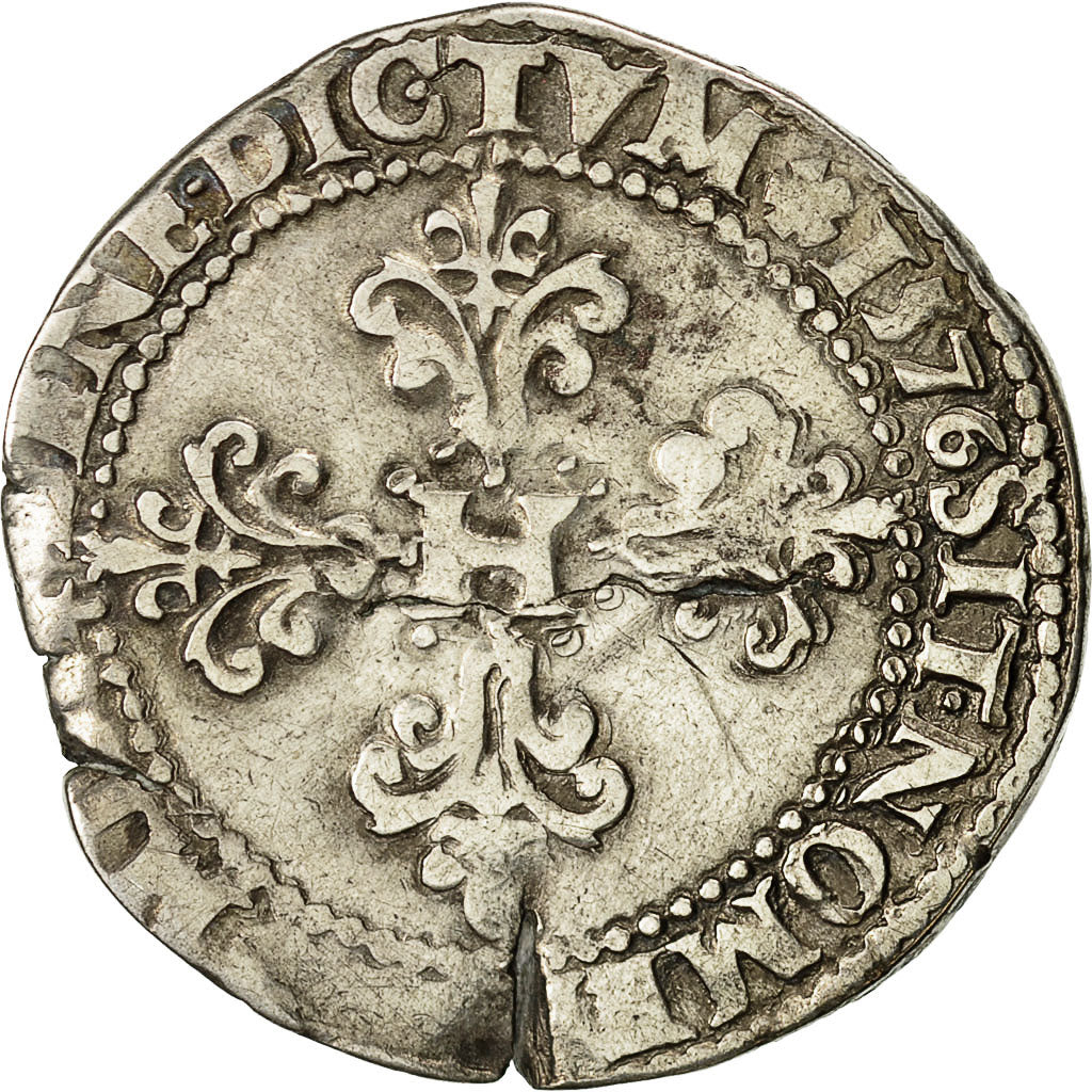 Münze, Frankreich, Henri III, Franc au Col Plat, 1576, Rennes, S, Silber