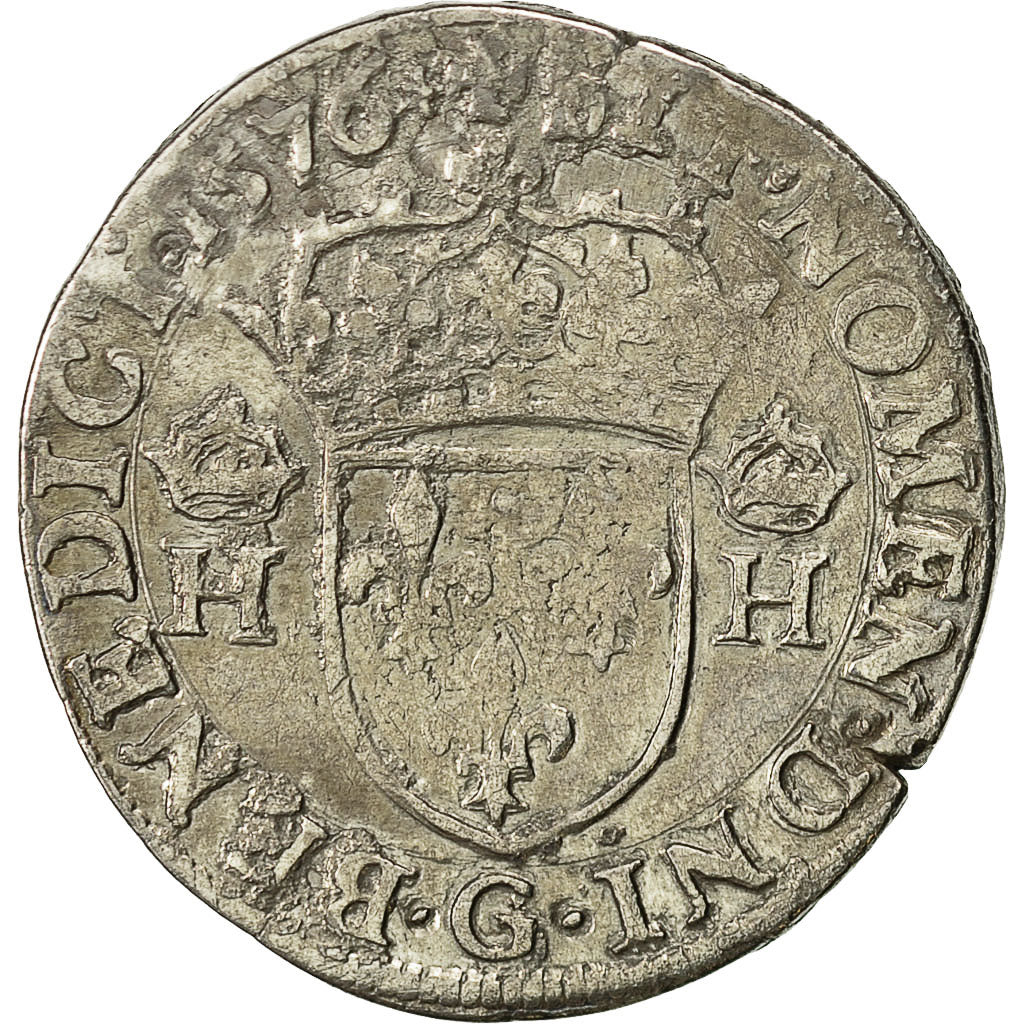 Coin, France, Henri III, Teston, 1576, Poitiers, VF(20-25), Silver, Sombart:4654