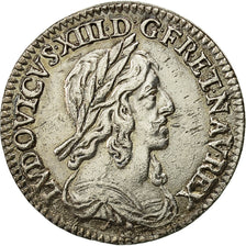 Coin, Louis XIII, 1/12 Écu, draped bust, 1643, Paris, AU(55-58), Gadoury 46