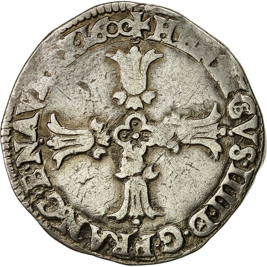 Münze, Frankreich, Henri IV, 1/4 Ecu, 1600, Bayonne, S+, Silber, Sombart:4686