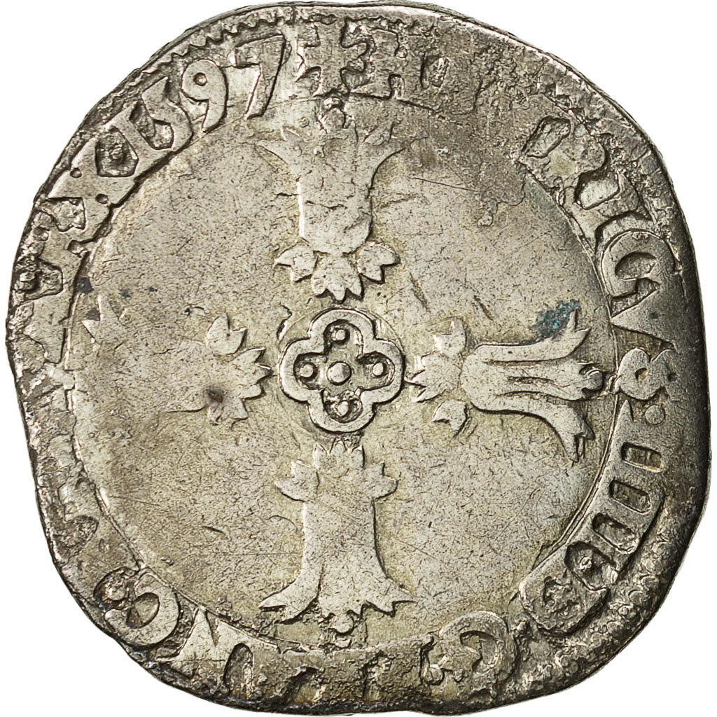 Münze, Frankreich, Henri IV, 1/4 Ecu, 1597, Bayonne, S, Silber, Sombart:4686