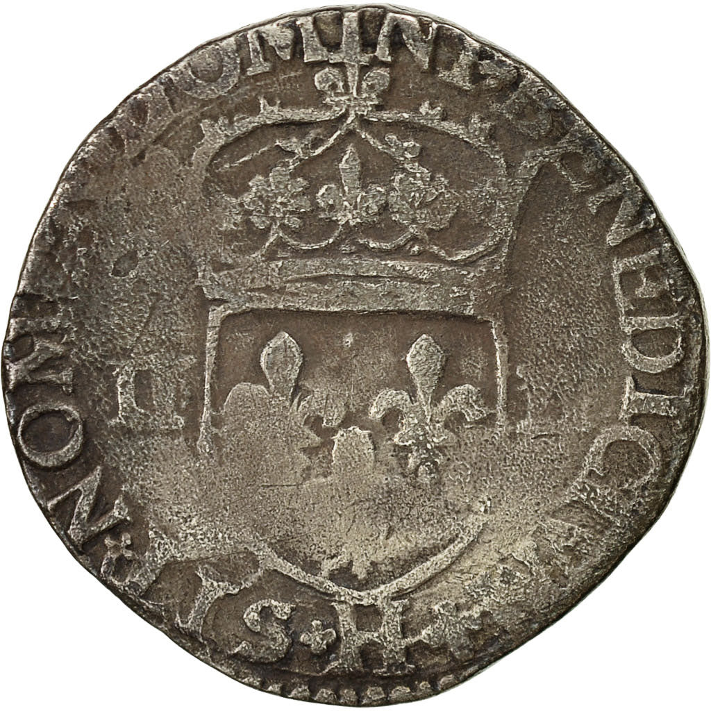 Moneta, Francia, Henri IV, 1/4 Ecu, 1590, La Rochelle, MB+, Argento