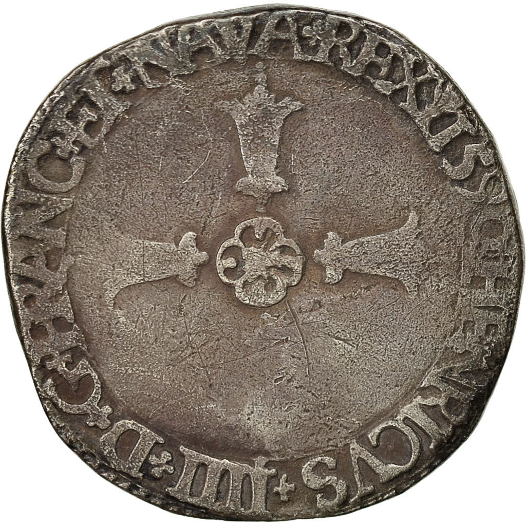 Moneta, Francia, Henri IV, 1/4 Ecu, 1590, La Rochelle, MB+, Argento