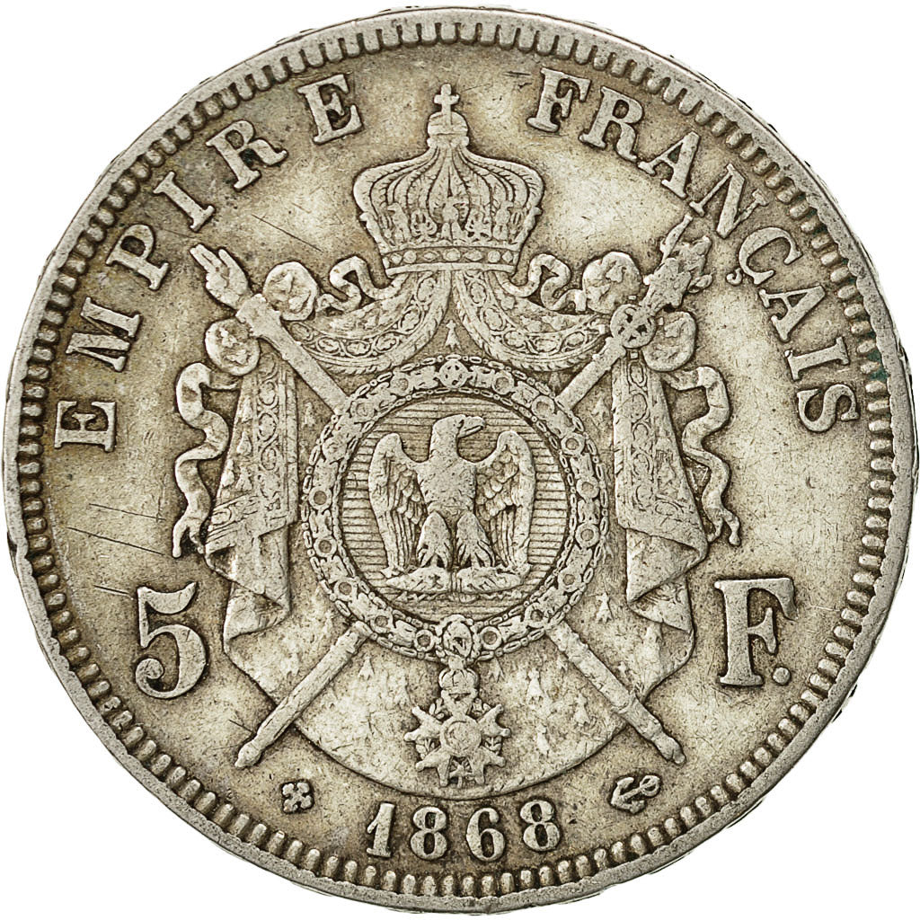 Coin, France, Napoléon III, 5 Francs, 1868, Strasbourg, EF(40-45), Silver