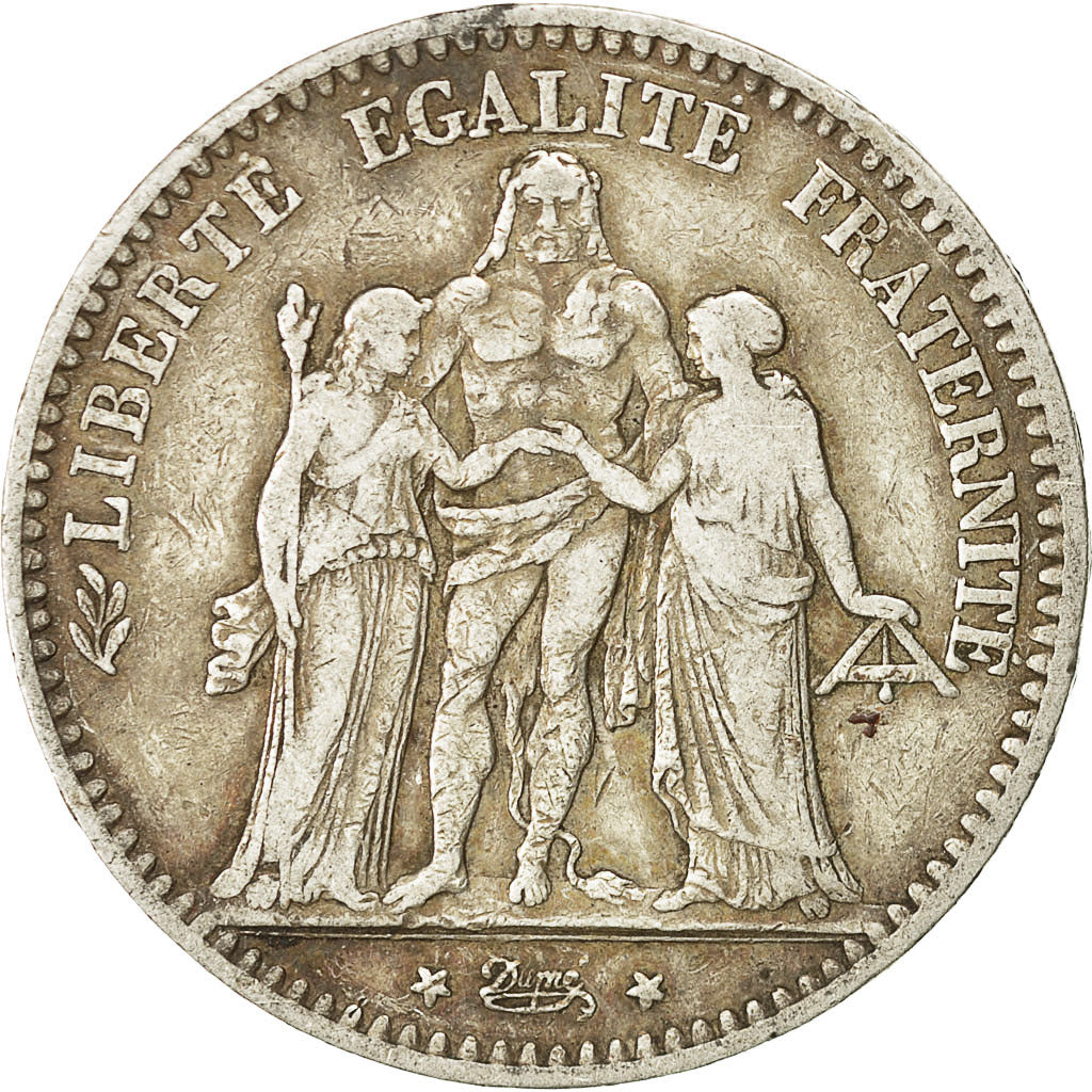 Coin, France, Hercule, 5 Francs, 1875, Paris, VF(30-35), Silver, KM:820.1
