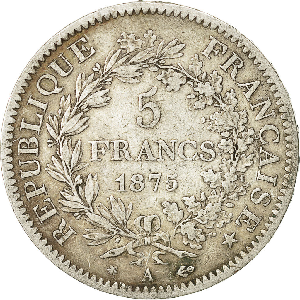 Coin, France, Hercule, 5 Francs, 1875, Paris, VF(30-35), Silver, KM:820.1