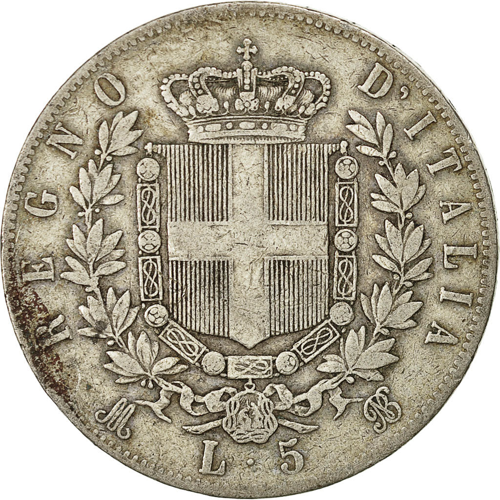 Coin, Italy, Vittorio Emanuele II, 5 Lire, 1874, Milan, VF(30-35), Silver