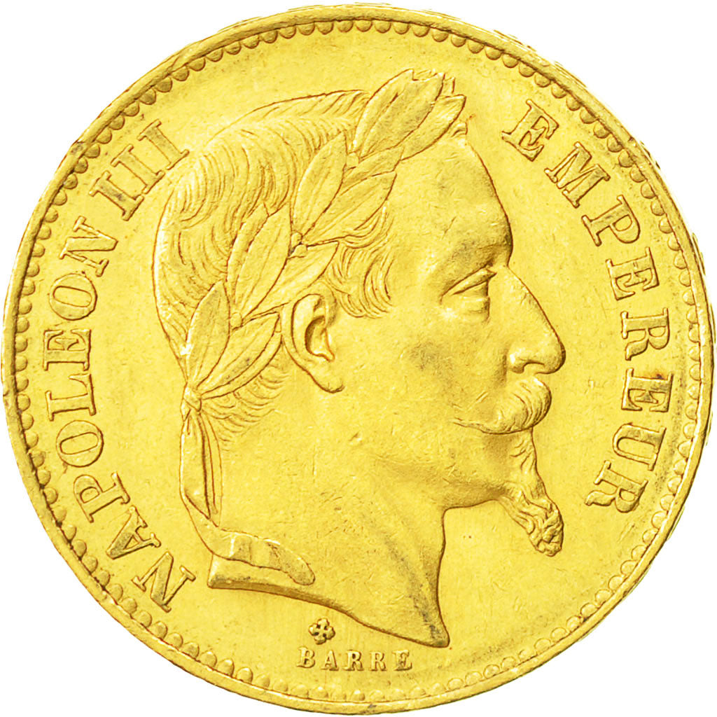 Coin, France, Napoleon III, 20 Francs, 1868, Strasbourg, AU(55-58), Gadoury 1062