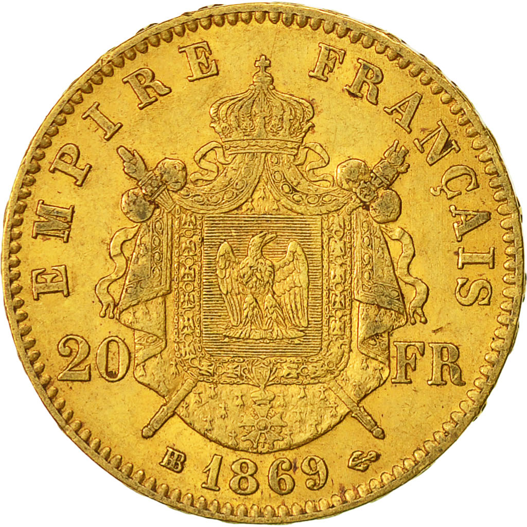 Monnaie, France, Napoleon III, Napoléon III, 20 Francs, 1869, Strasbourg, SUP