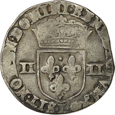 Coin, France, Henri IV, 1/4 Ecu, 1593, Bayonne, EF(40-45), Silver, Sombart:4686