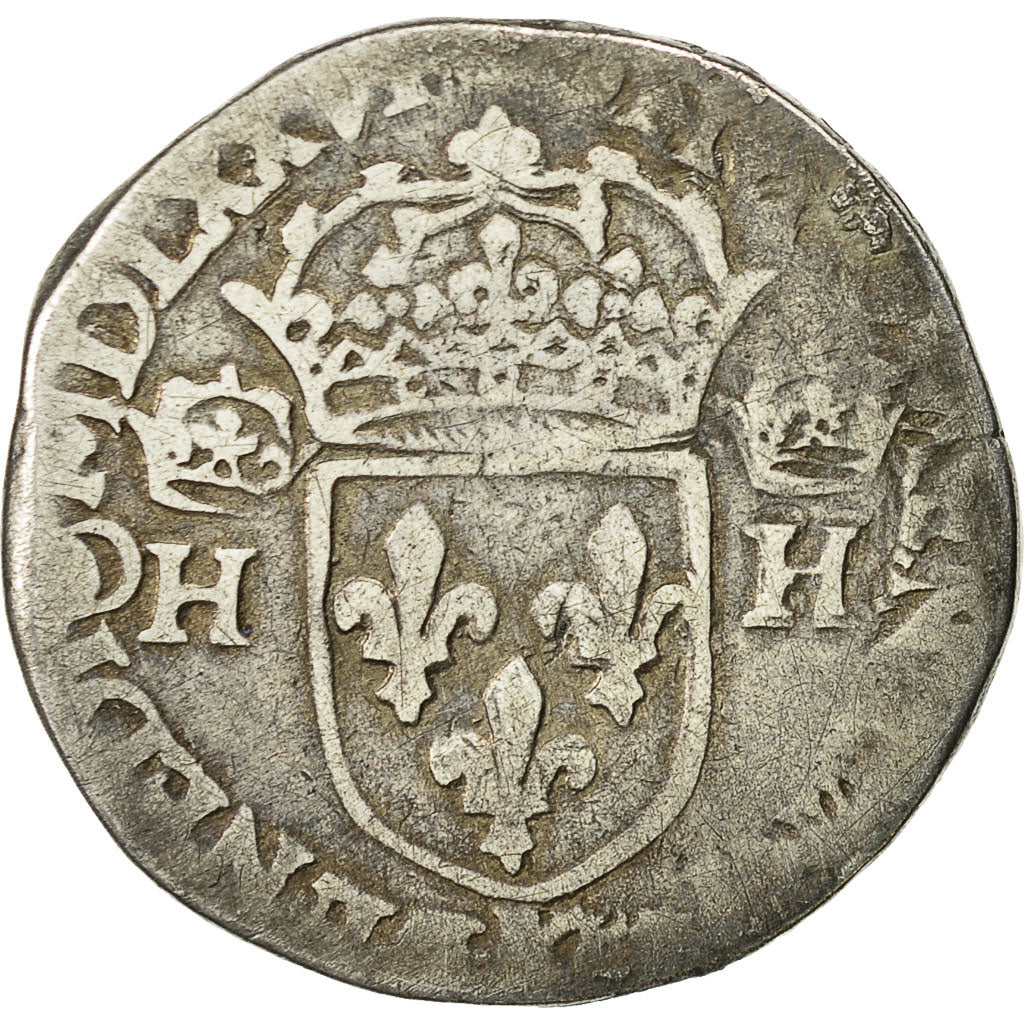 Coin, France, Henri III, Teston, 1576, Bordeaux, F(12-15), Silver, Sombart:4646