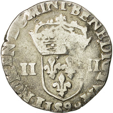 Monnaie, France, Henri III, 1/4 Ecu, 1582, Rennes, TB, Argent, Sombart:4662