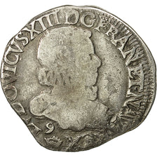 Moneta, Francia, Louis XIII, 1/2 Franc, tête nue au col fraisé, 1/2 Franc