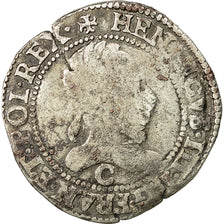 Moneda, Francia, Henri III, Demi Franc, 1587, Saint Lô, BC+, Plata