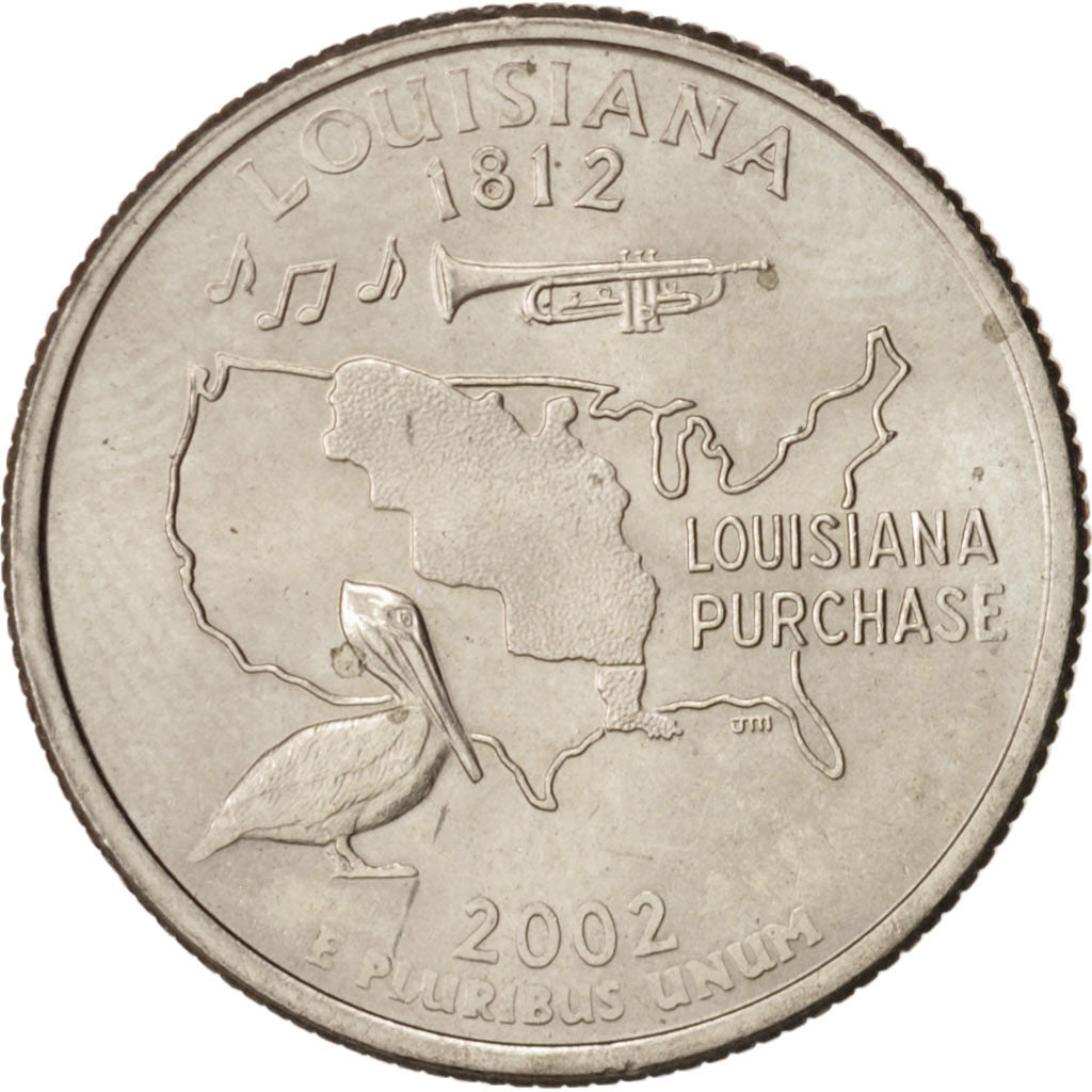United States, State Quarter, 2002, Denver, Louisiana, KM:333