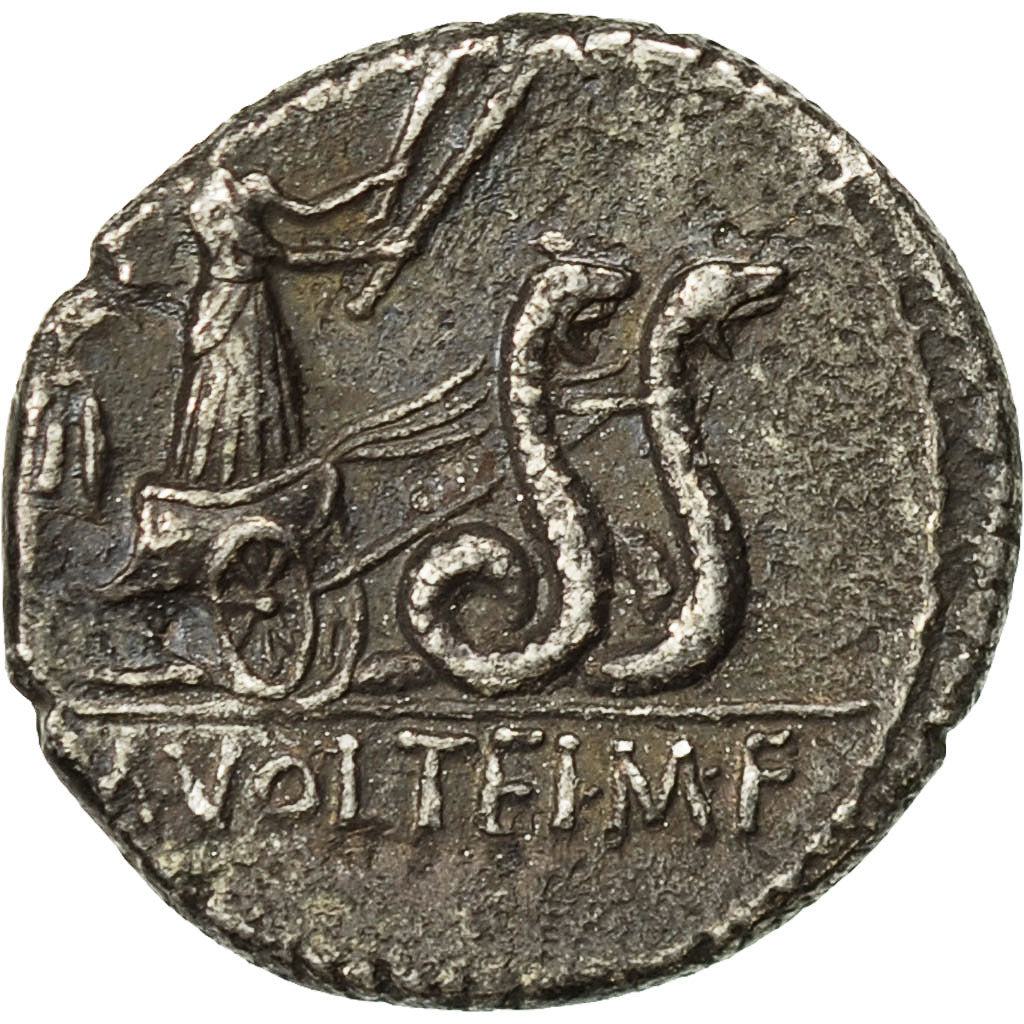 Coin, Volteia, Denarius, 78 BC, Rome, AU(50-53), Silver, Crawford:385/3