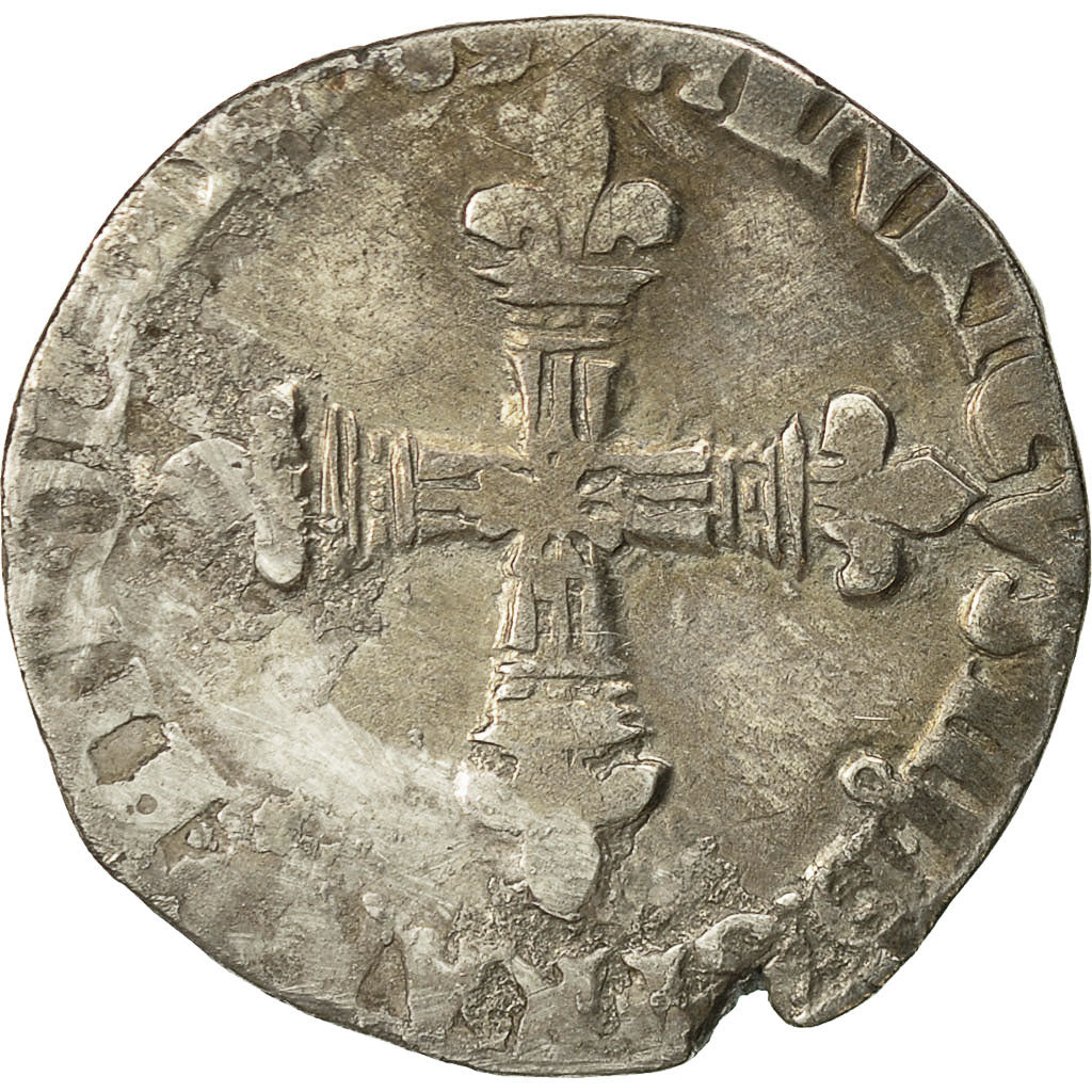 Monnaie, France, Henri III, 1/4 Ecu, 1589, Rennes, TB+, Argent, Sombart 4662