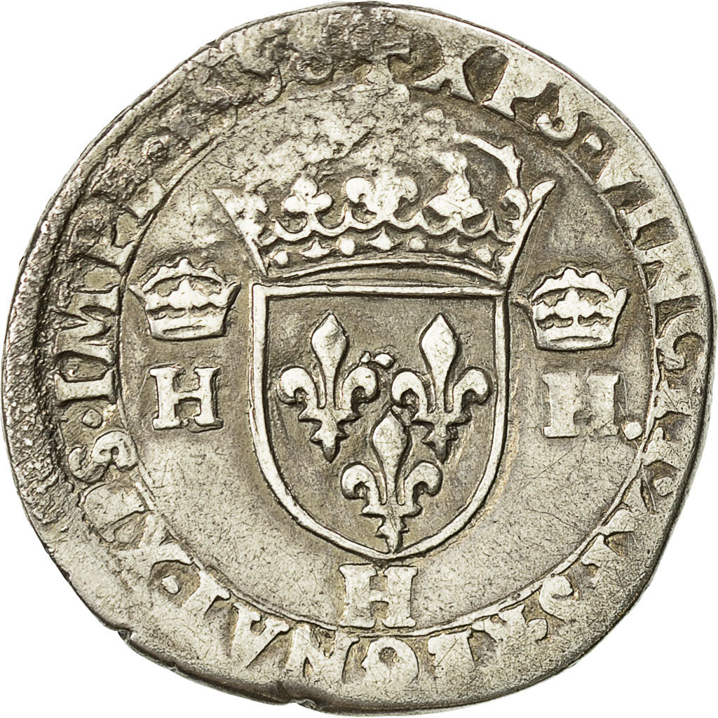 Moneta, Francja, Henri II, Teston, 1558, La Rochelle, VF(20-25), Srebro