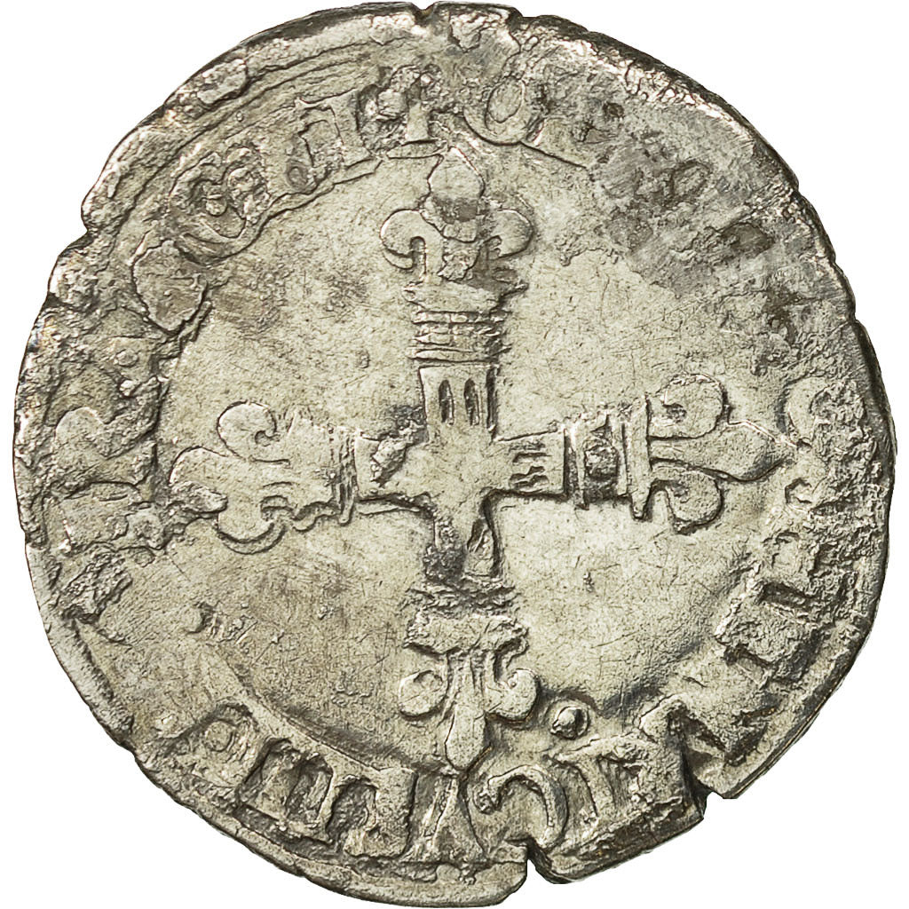 Moneta, Francia, Henri III, 1/8 Ecu, 1580, Nantes, MB+, Argento, Sombart:4664